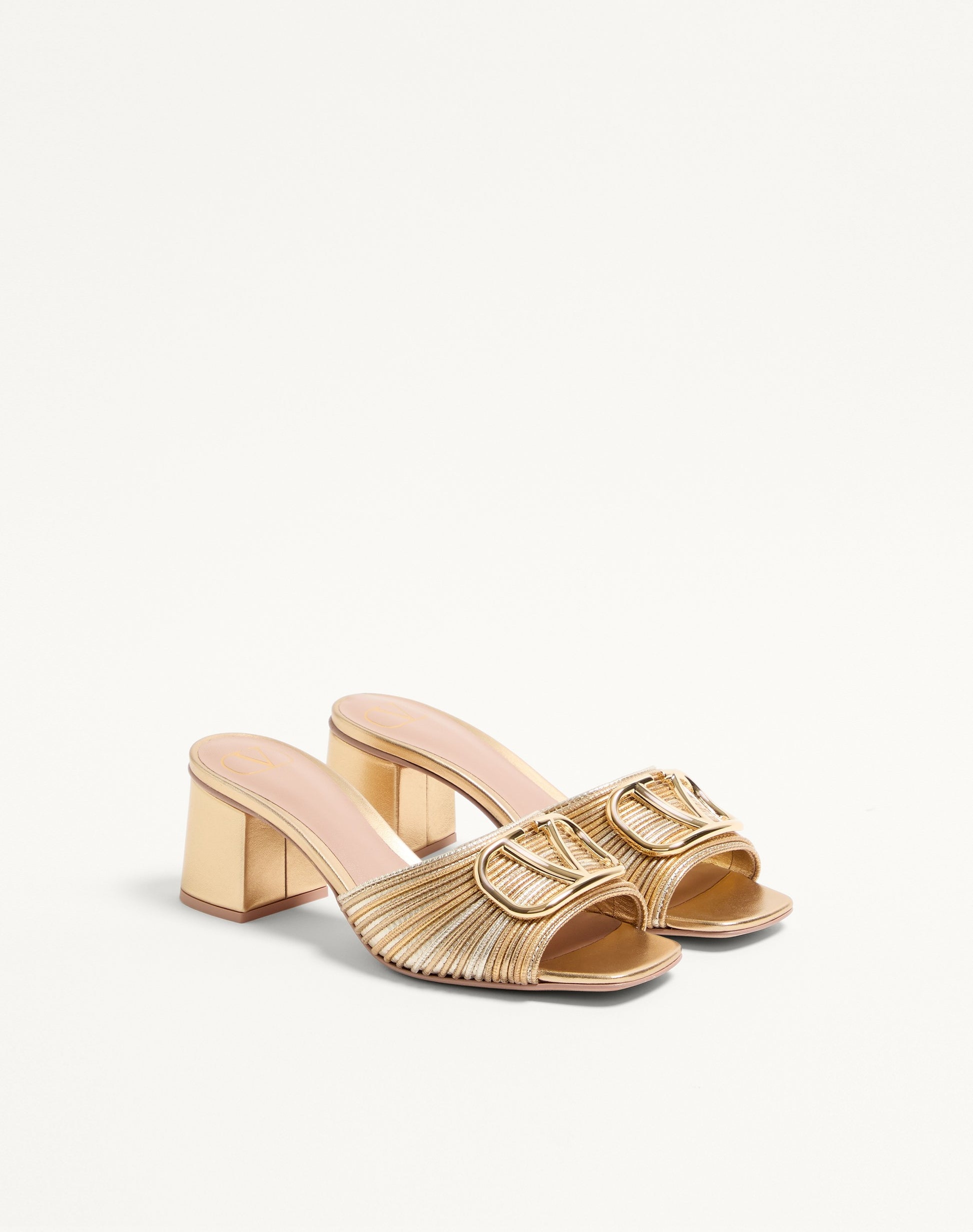 Vlogo Signature Metallic Slide Sandal With Cornely Embroidery 60mm