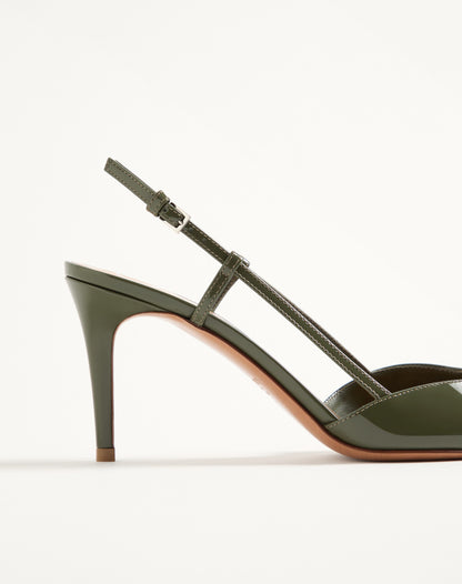 Vlogo Signature Patent Leather Slingback Pump 80mm