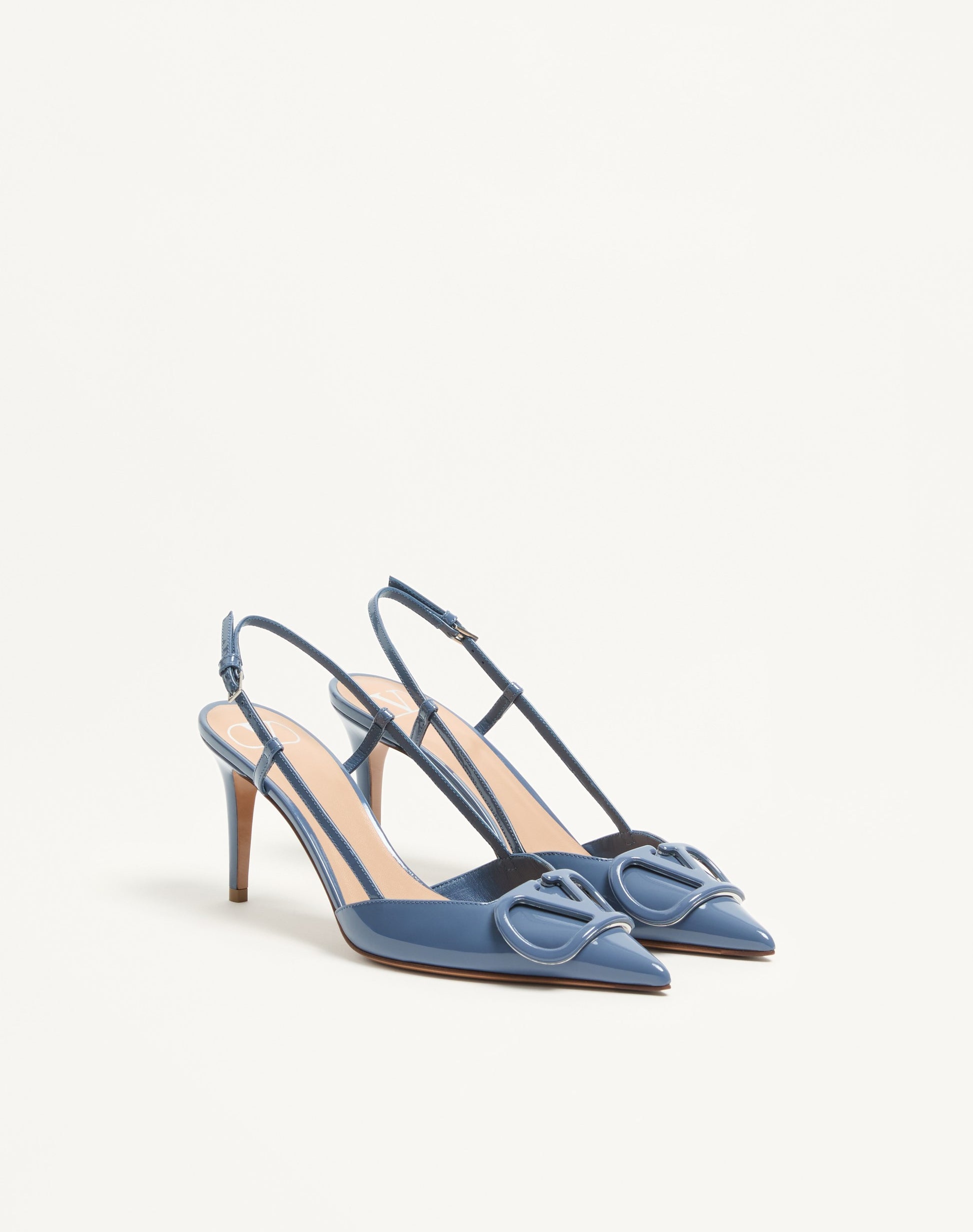 Vlogo Signature Patent Leather Slingback Pump 80mm