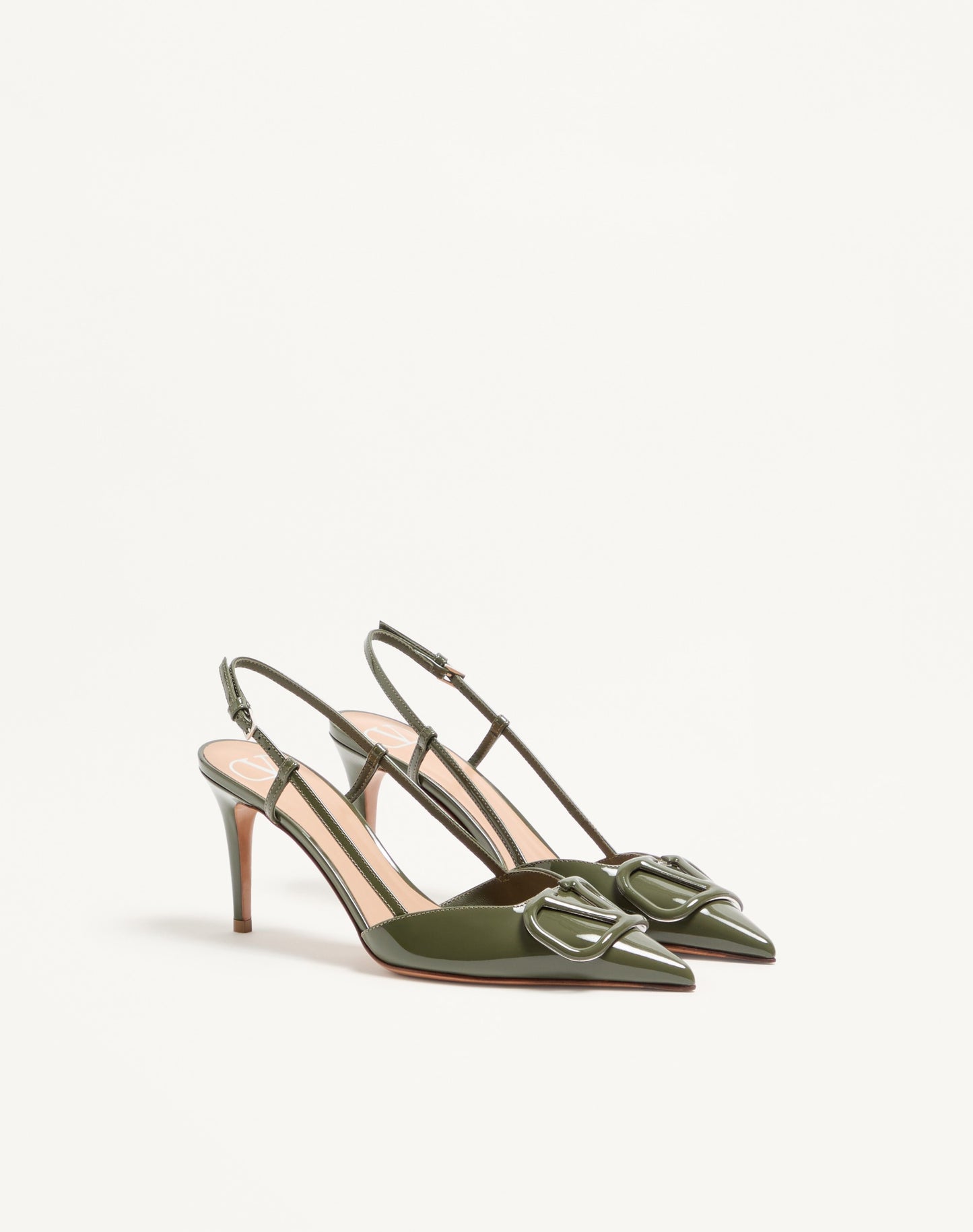 Vlogo Signature Patent Leather Slingback Pump 80mm