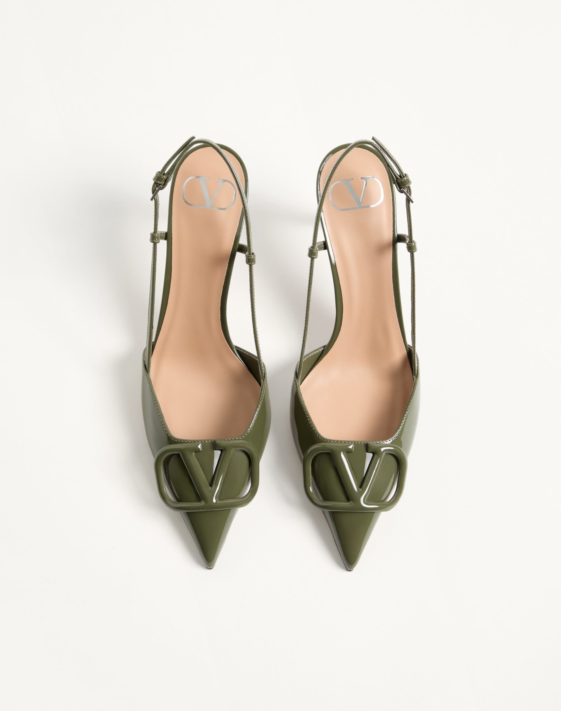 Vlogo Signature Patent Leather Slingback Pump 80mm