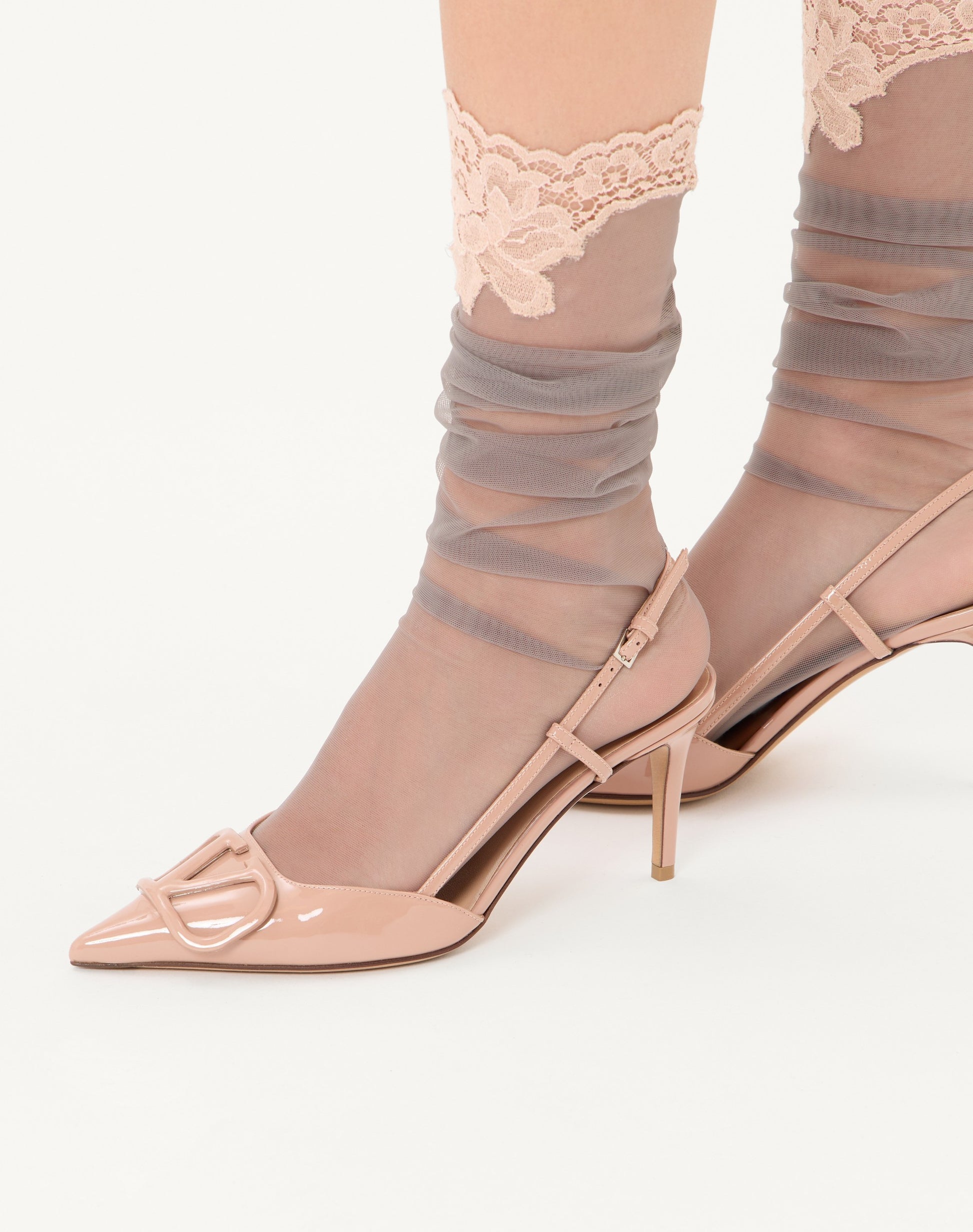 Vlogo Signature Patent Leather Slingback Pump 80mm