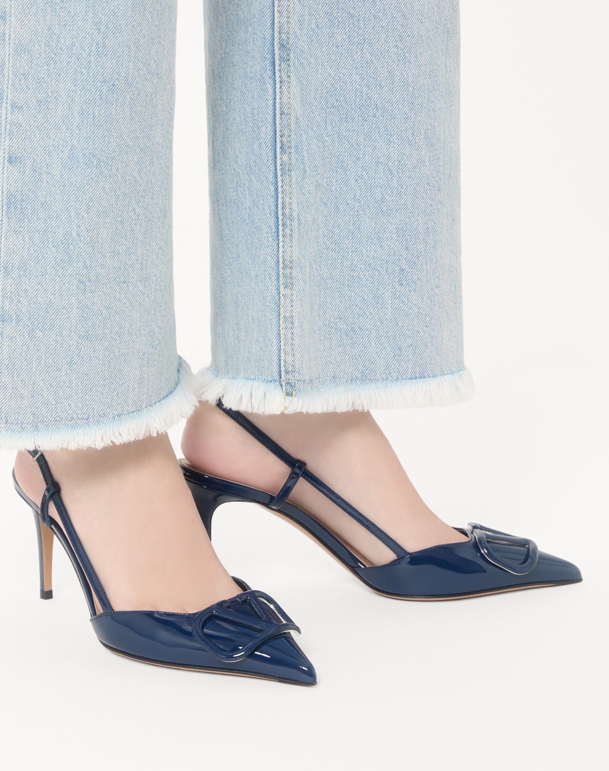 Vlogo Signature Patent Leather Slingback Pump 80mm