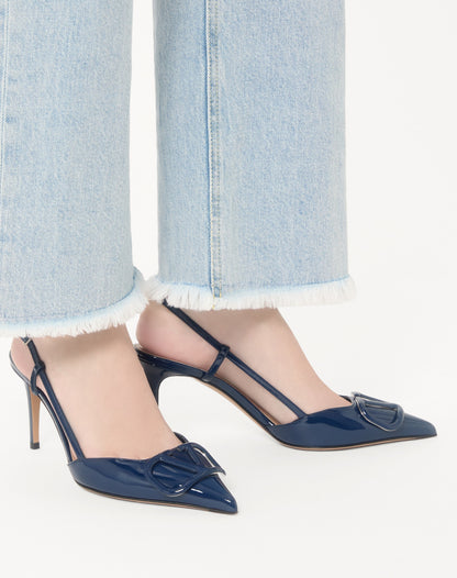 Vlogo Signature Patent Leather Slingback Pump 80mm