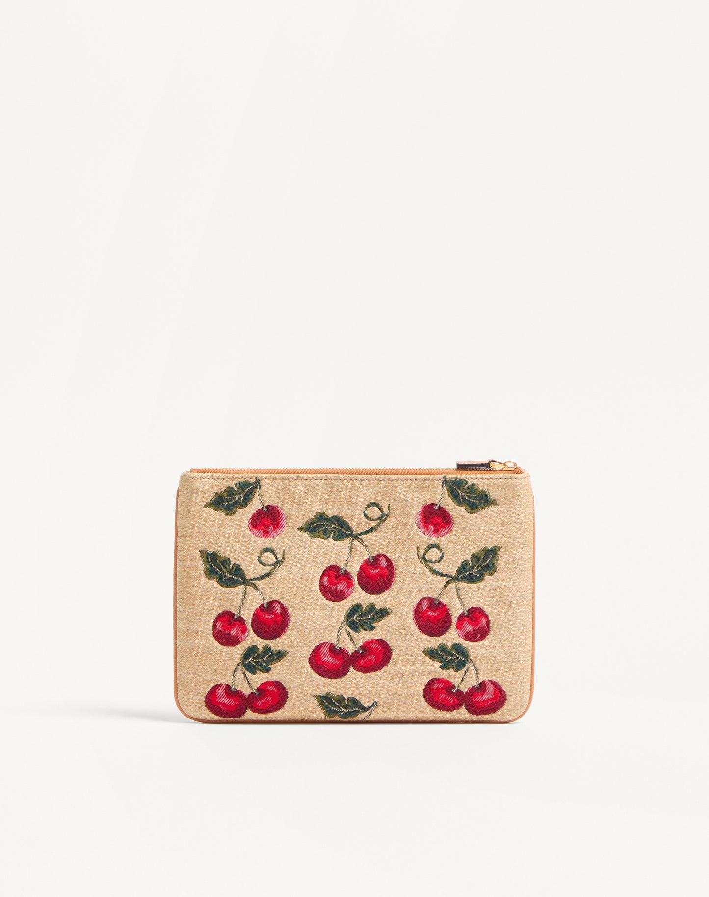 Vlogo Signature Pouch In Jacquard Raffia With Cherryfic Pattern