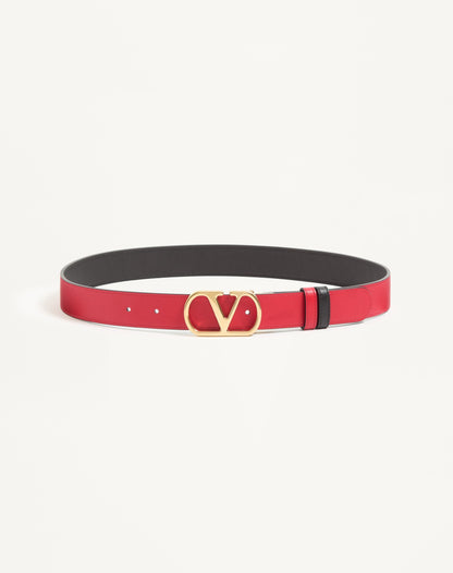 Vlogo Signature Reversible Shiny Calfskin Belt - 30mm / 1.2 In.
