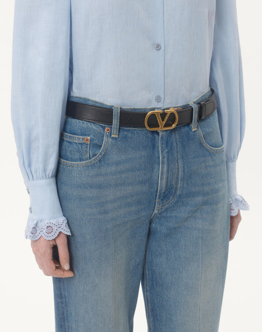 Vlogo Signature Reversible Shiny Calfskin Belt - 30mm / 1.2 In.