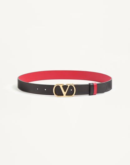 Vlogo Signature Reversible Shiny Calfskin Belt - 30mm / 1.2 In.