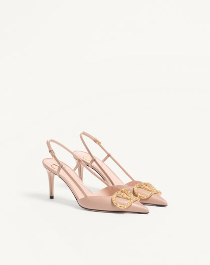 Vlogo Signature Slingback Calfskin Pump With Jewel Logo 80mm