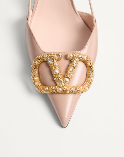 Vlogo Signature Slingback Calfskin Pump With Jewel Logo 80mm