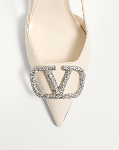 Vlogo Signature Slingback Pump In Calfskin Leather 80mm