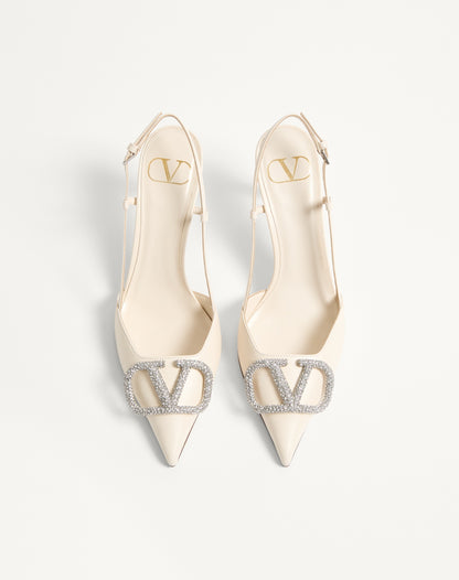 Vlogo Signature Slingback Pump In Calfskin Leather 80mm
