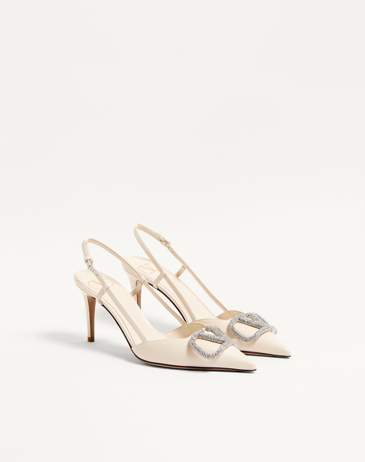 Vlogo Signature Slingback Pump In Calfskin Leather 80mm