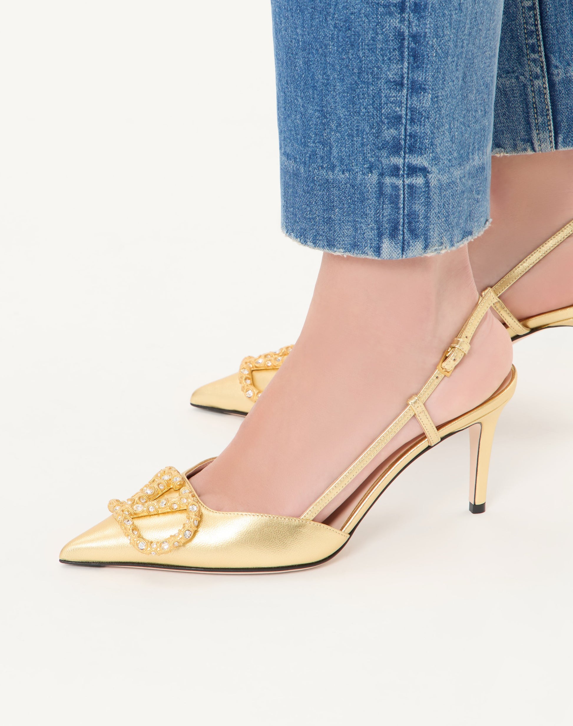 Vlogo Signature Slingback Pump In Laminated Nappa Leather 80mm