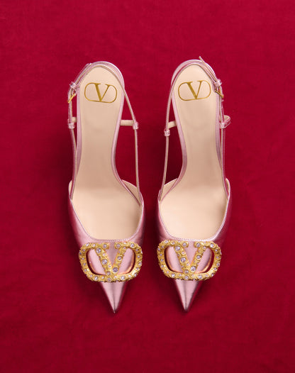 Vlogo Signature Slingback Pump In Laminated Nappa Leather 80mm