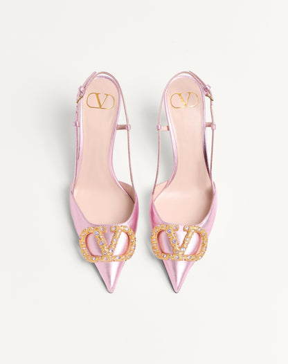 Vlogo Signature Slingback Pump In Laminated Nappa Leather 80mm