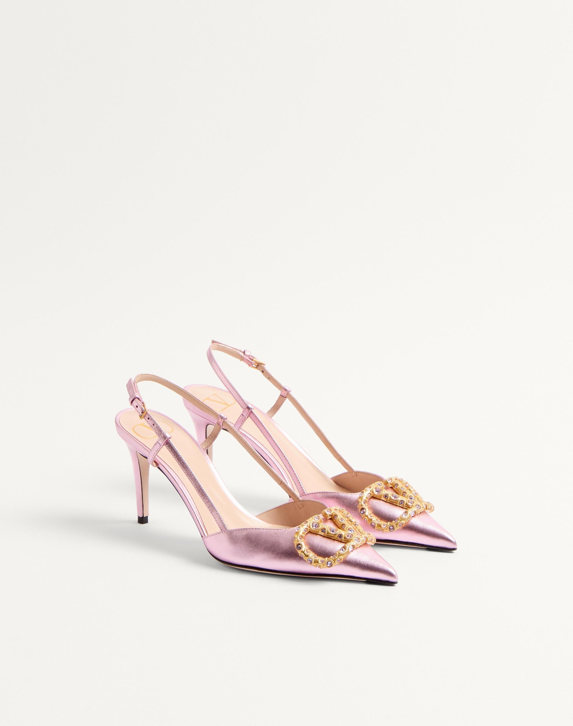 Vlogo Signature Slingback Pump In Laminated Nappa Leather 80mm