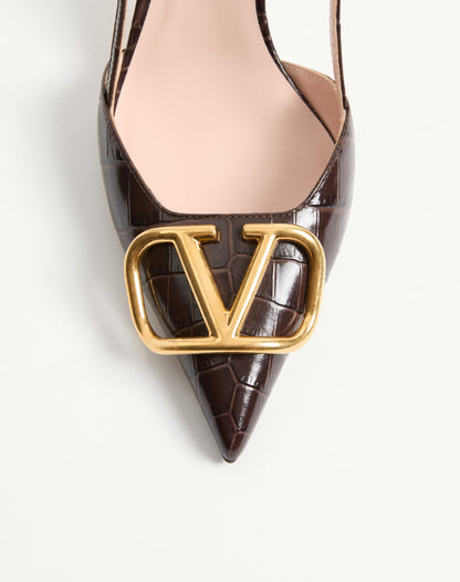 Vlogo Signature Slingback Pumps In 80mm Printed Calfskin