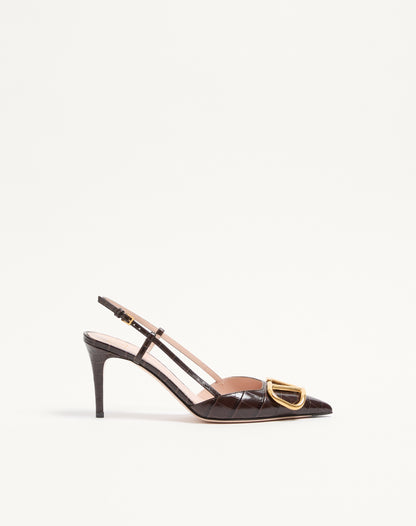 Vlogo Signature Slingback Pumps In 80mm Printed Calfskin