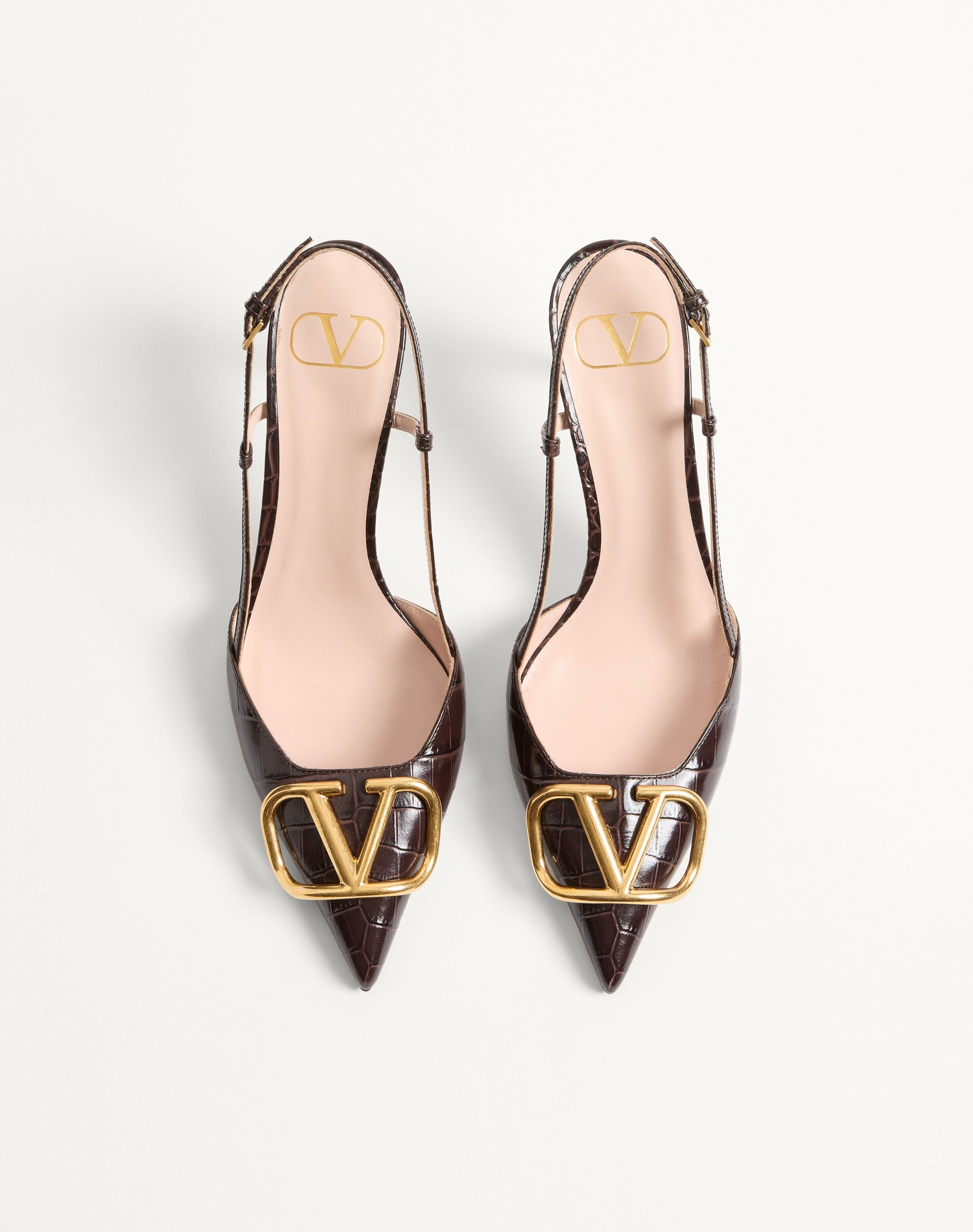 Vlogo Signature Slingback Pumps In 80mm Printed Calfskin