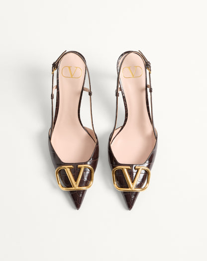 Vlogo Signature Slingback Pumps In 80mm Printed Calfskin
