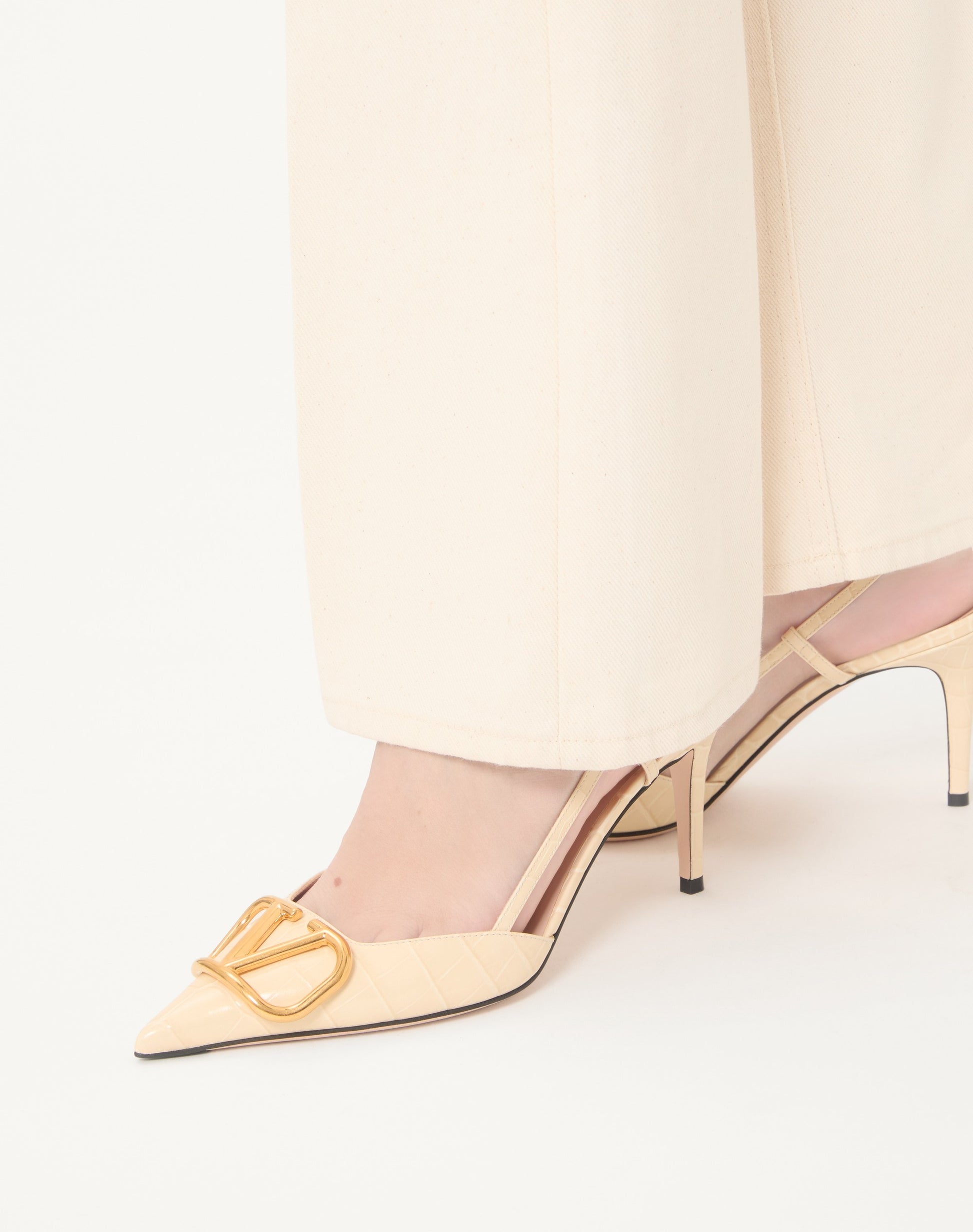Vlogo Signature Slingback Pumps In 80mm Printed Calfskin