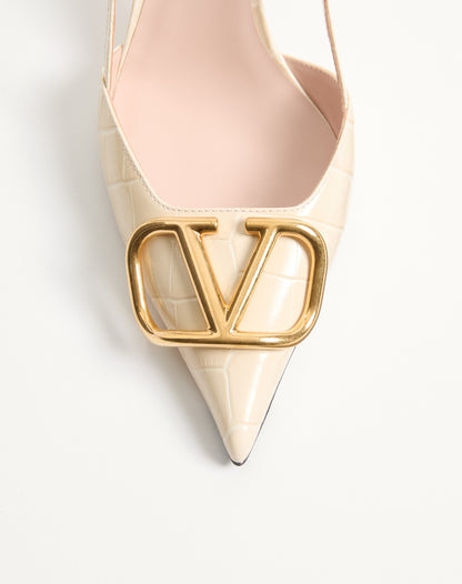 Vlogo Signature Slingback Pumps In 80mm Printed Calfskin