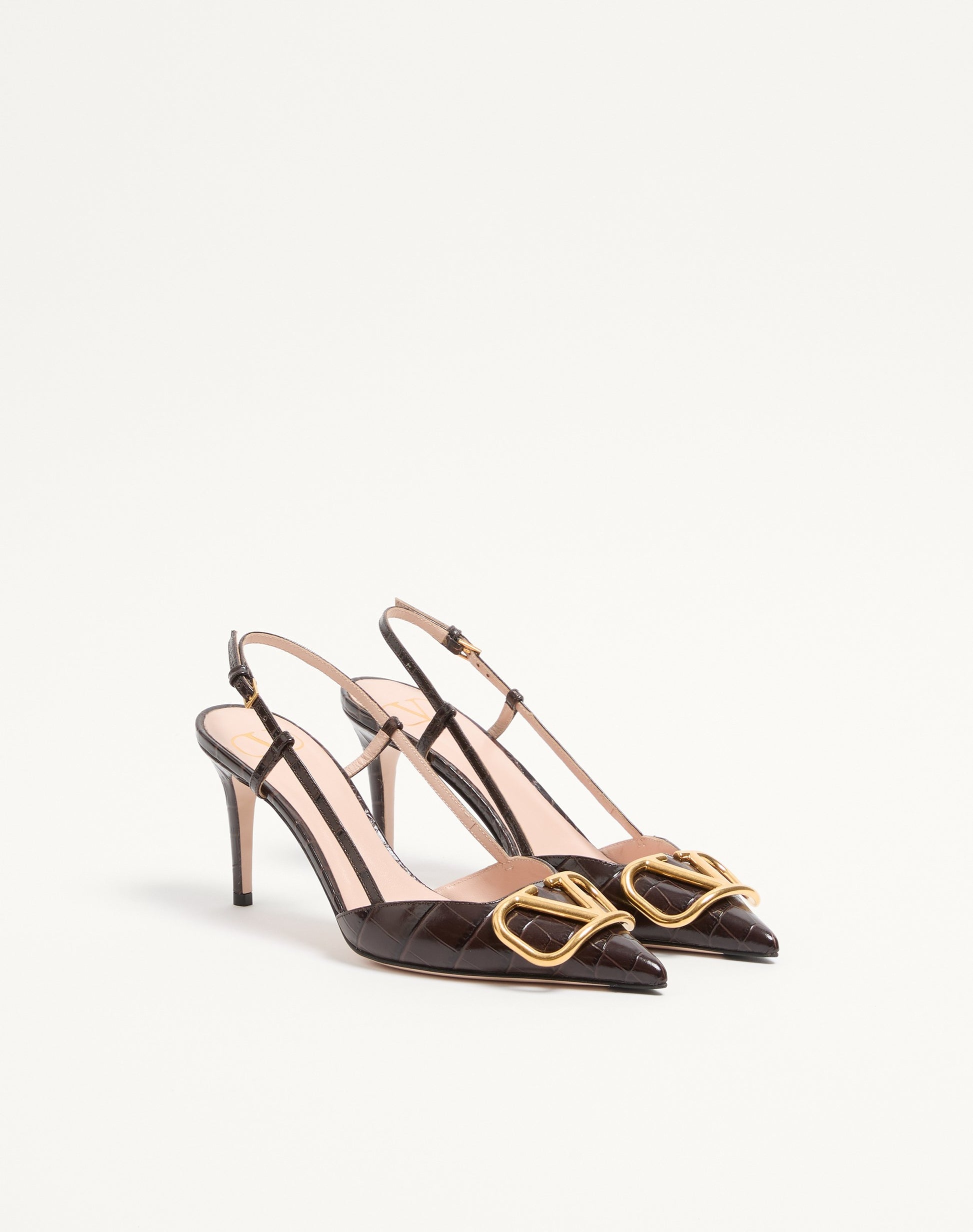 Vlogo Signature Slingback Pumps In 80mm Printed Calfskin