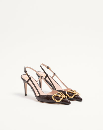Vlogo Signature Slingback Pumps In 80mm Printed Calfskin