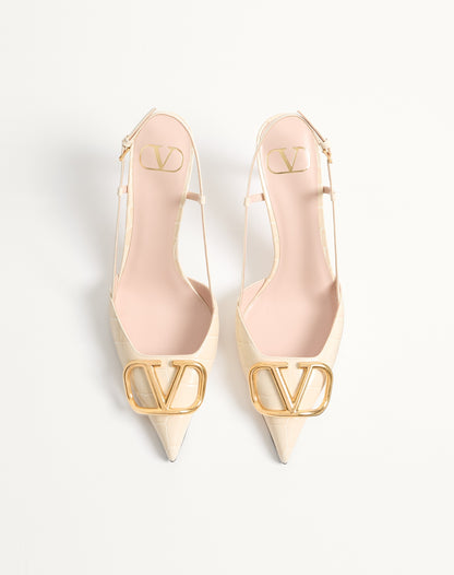 Vlogo Signature Slingback Pumps In 80mm Printed Calfskin