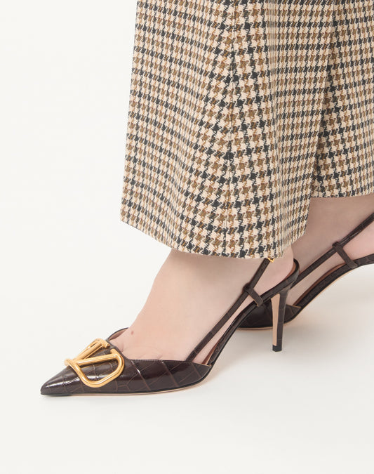 Vlogo Signature Slingback Pumps In 80mm Printed Calfskin