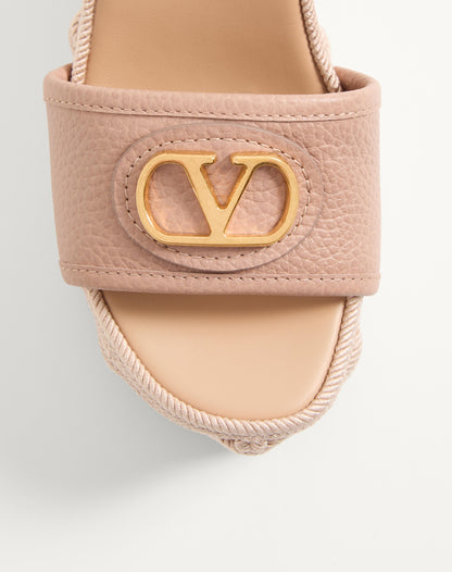 Vlogo Signature Wedge Sandal In Grainy Calfskin 120mm