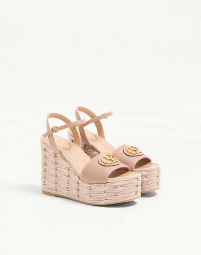 Vlogo Signature Wedge Sandal In Grainy Calfskin 120mm