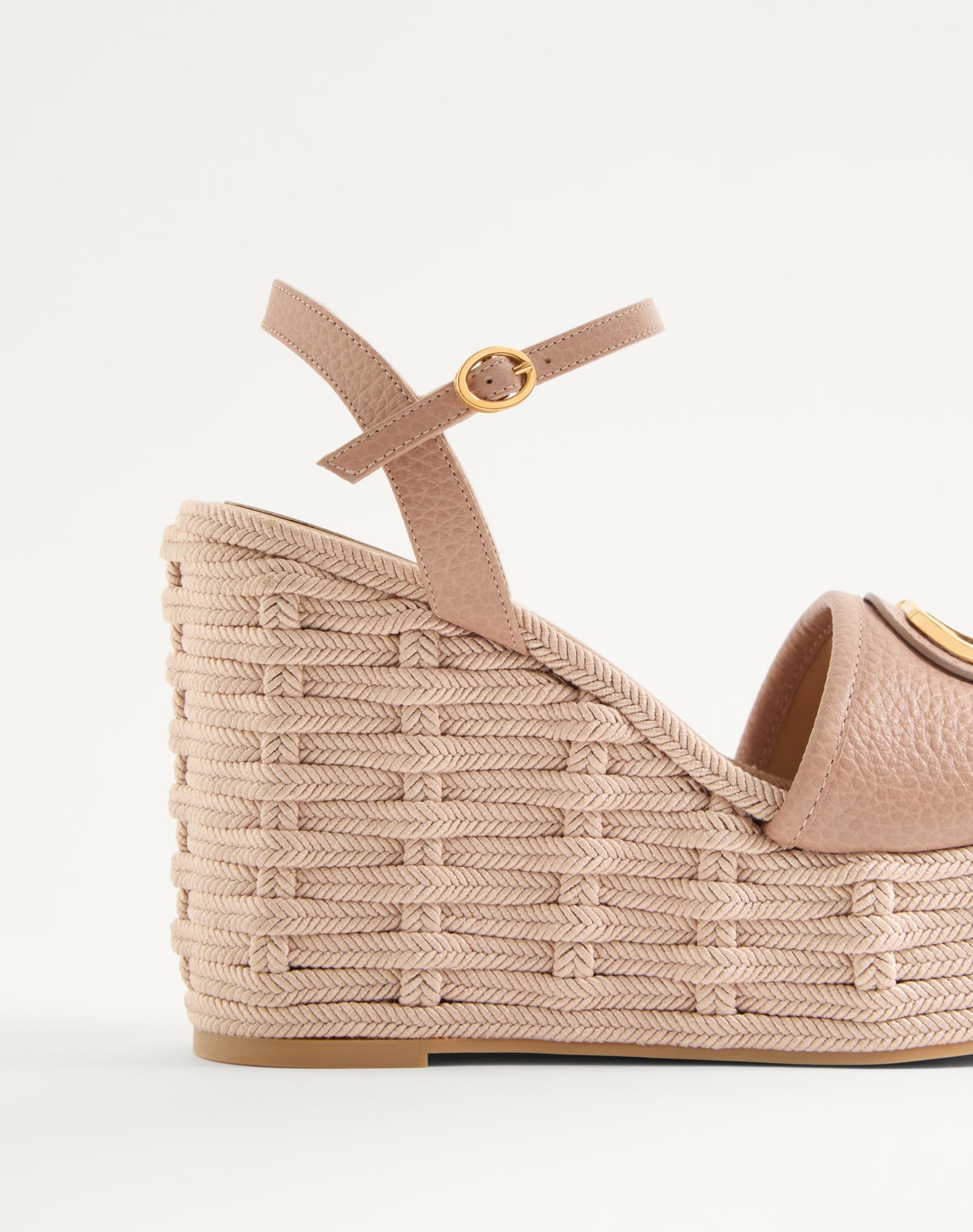Vlogo Signature Wedge Sandal In Grainy Calfskin 120mm