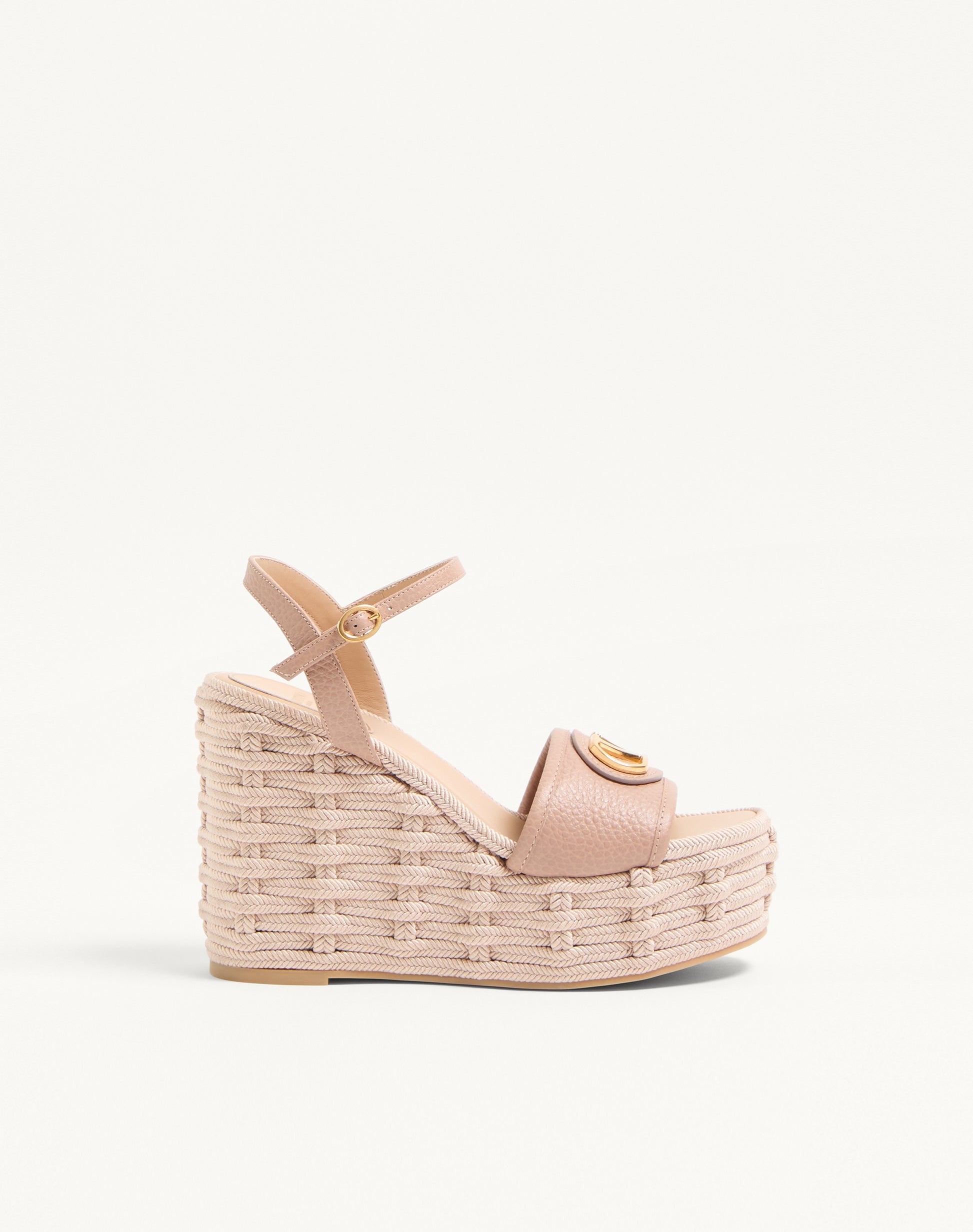 Vlogo Signature Wedge Sandal In Grainy Calfskin 120mm