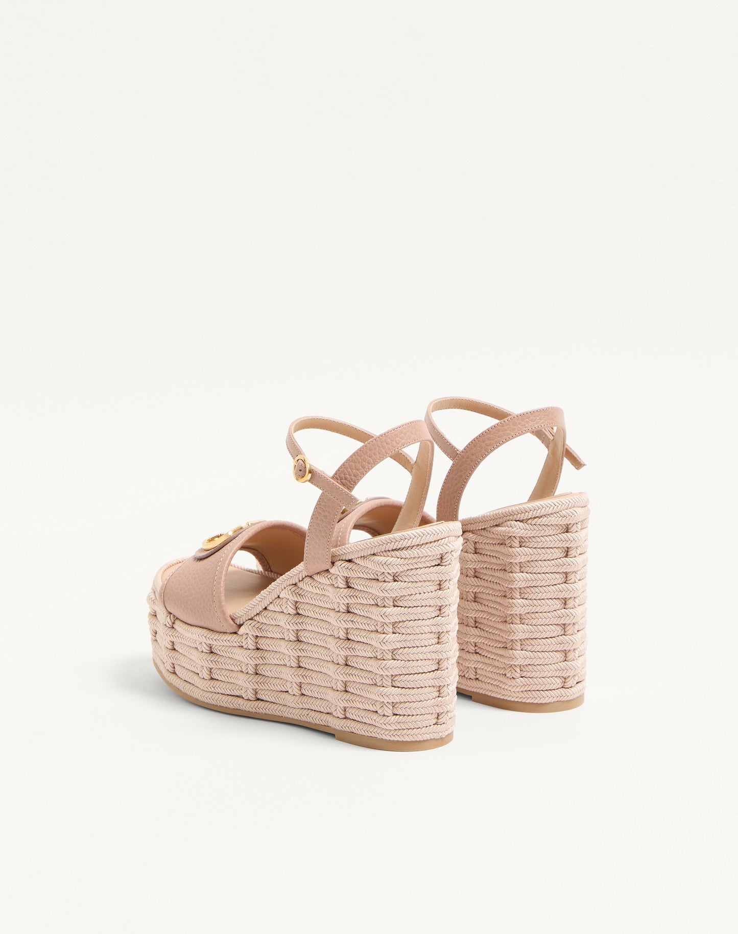 Vlogo Signature Wedge Sandal In Grainy Calfskin 120mm