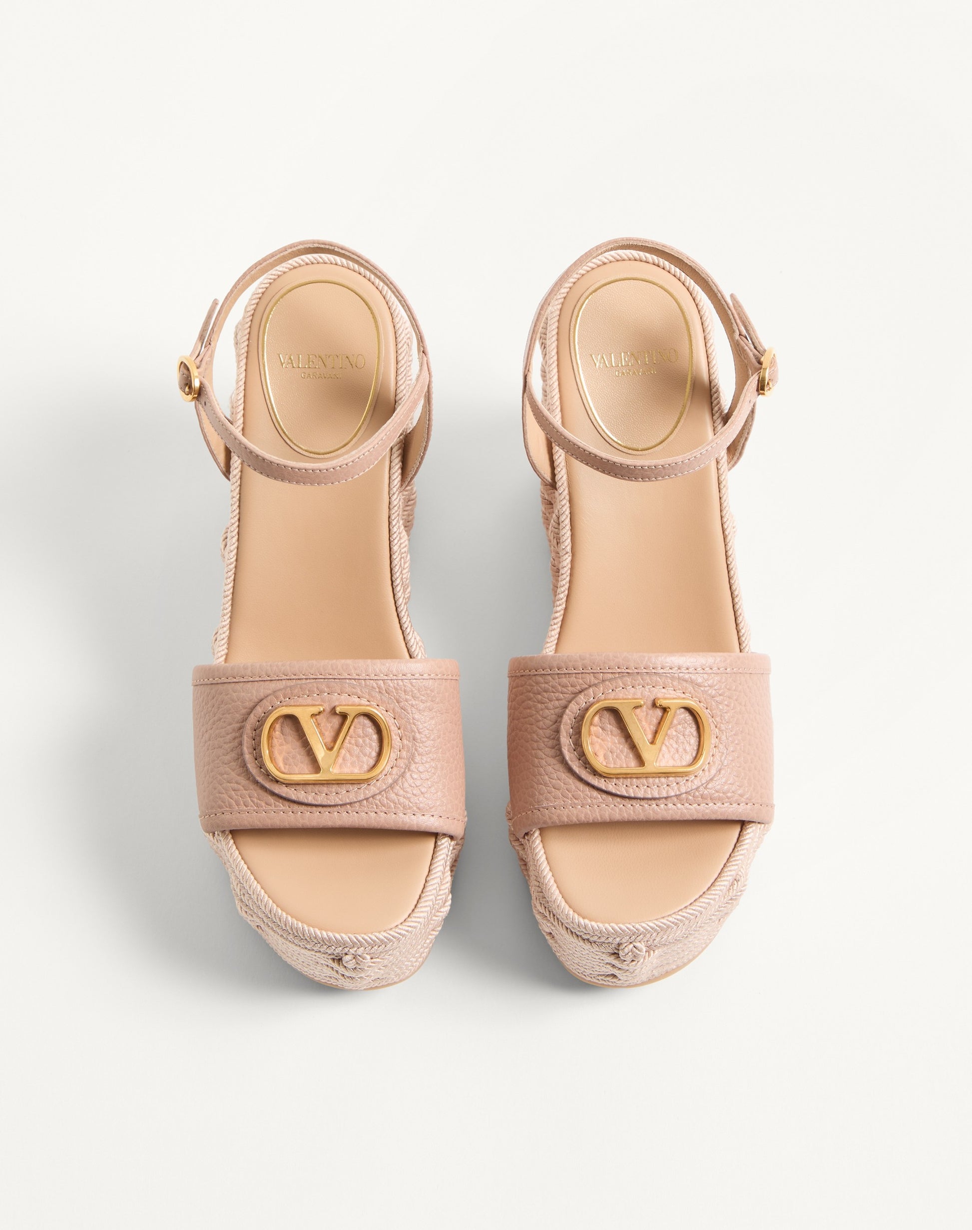 Vlogo Signature Wedge Sandal In Grainy Calfskin 120mm