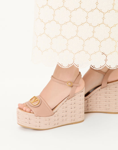 Vlogo Signature Wedge Sandal In Grainy Calfskin 120mm