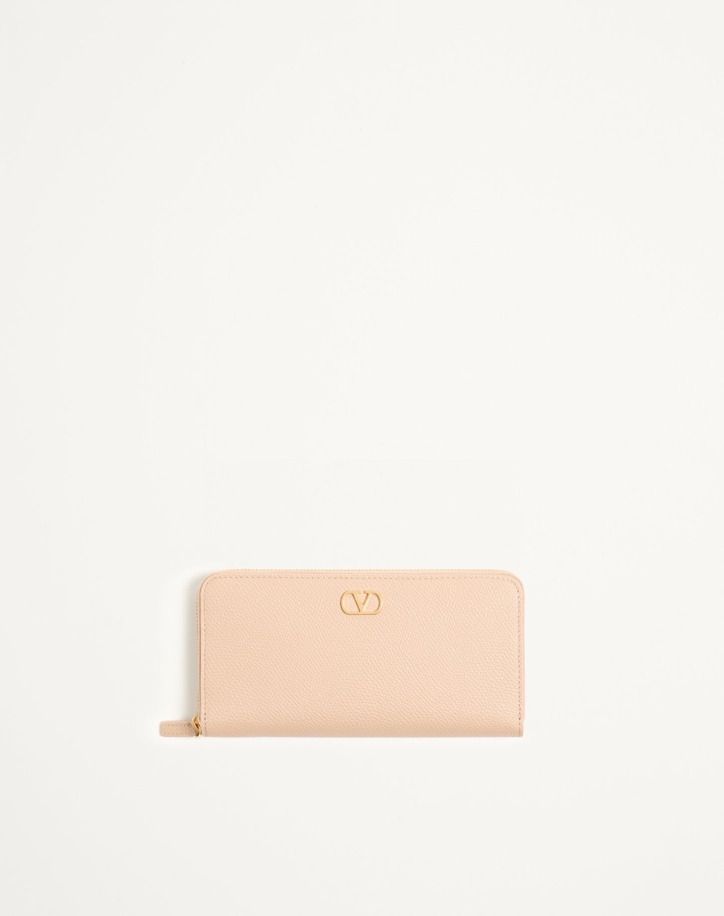 Vlogo Signature Zip Wallet In Grainy Calfskin