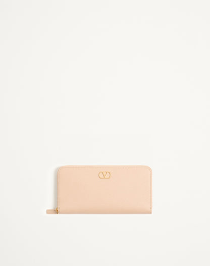 Vlogo Signature Zip Wallet In Grainy Calfskin