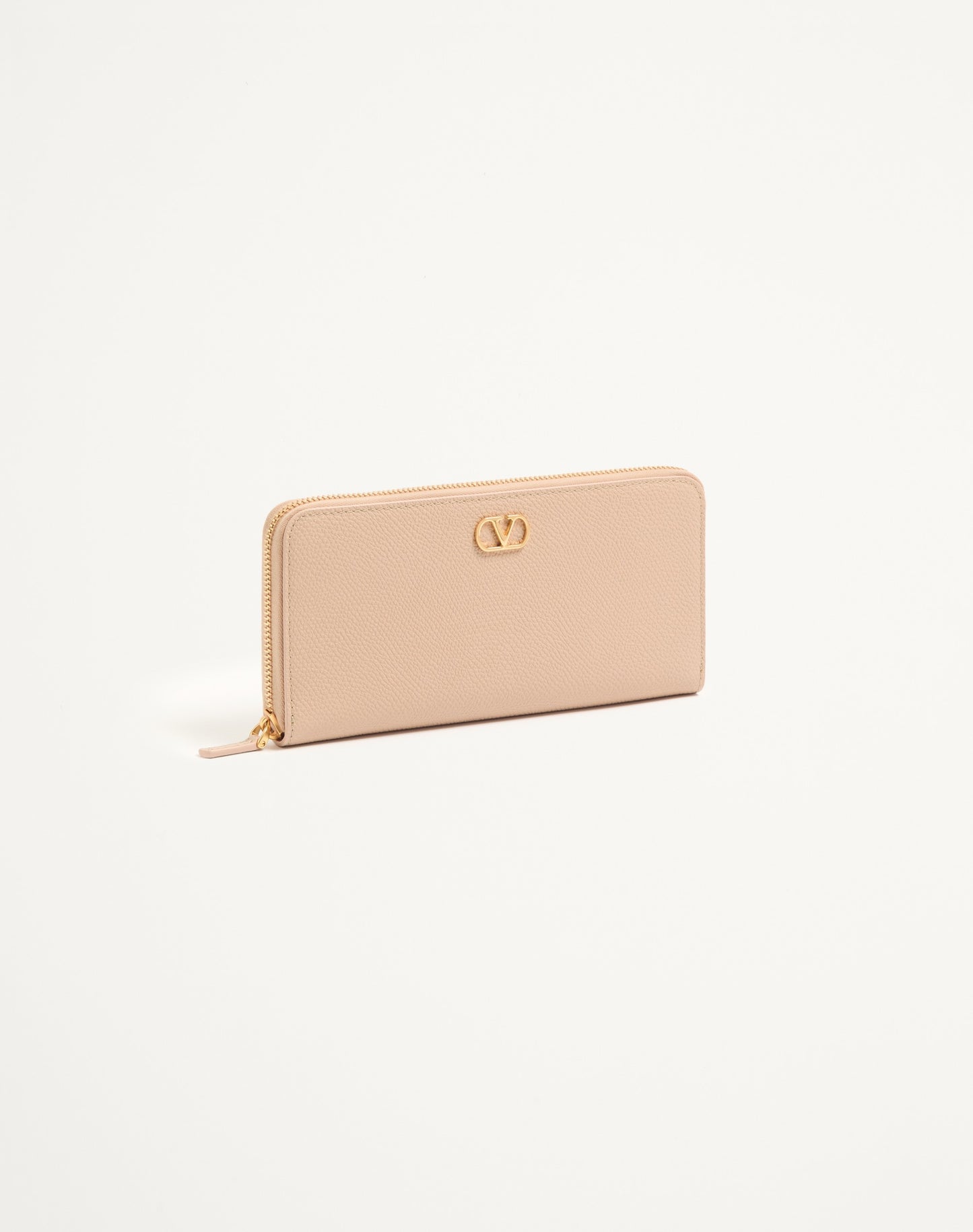 Vlogo Signature Zip Wallet In Grainy Calfskin