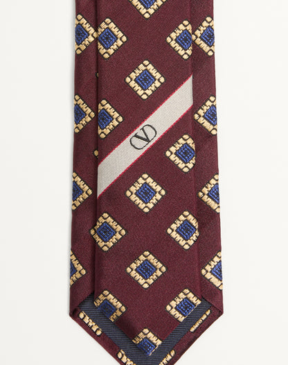 Valentie Patterned Tie In Silk, Wool, And Jacquard