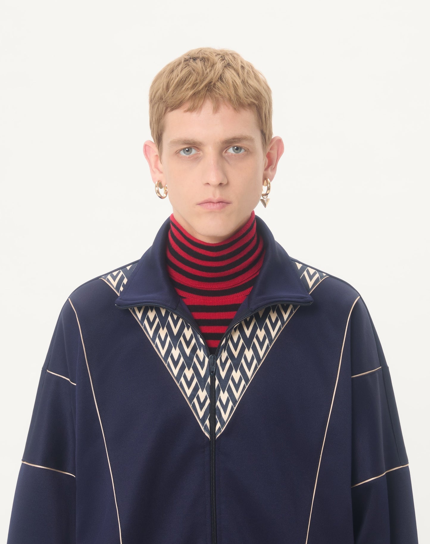 Valentino Acetate Sweatshirt With Zip And Inlaid Toute La V Print