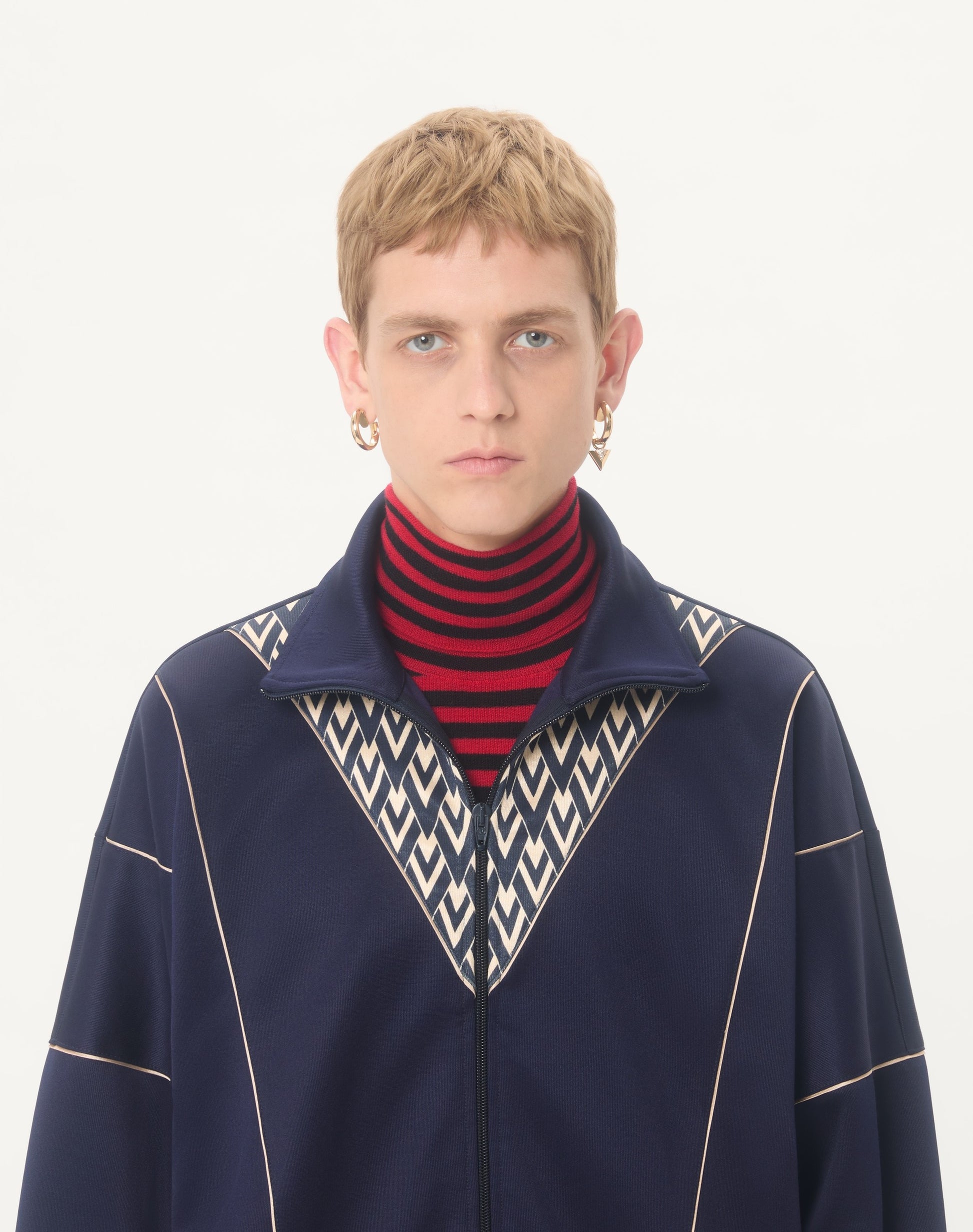 Valentino Acetate Sweatshirt With Zip And Inlaid Toute La V Print