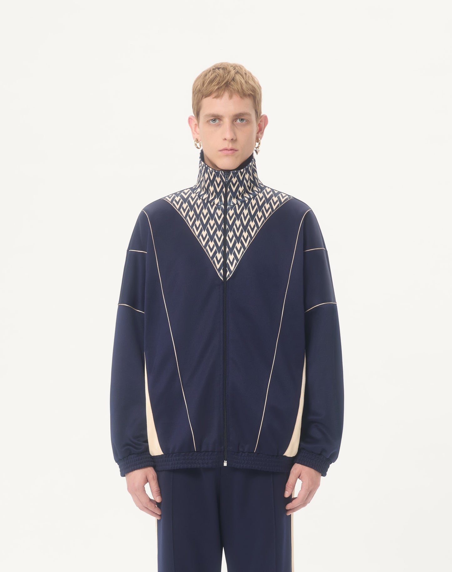 Valentino Acetate Sweatshirt With Zip And Inlaid Toute La V Print
