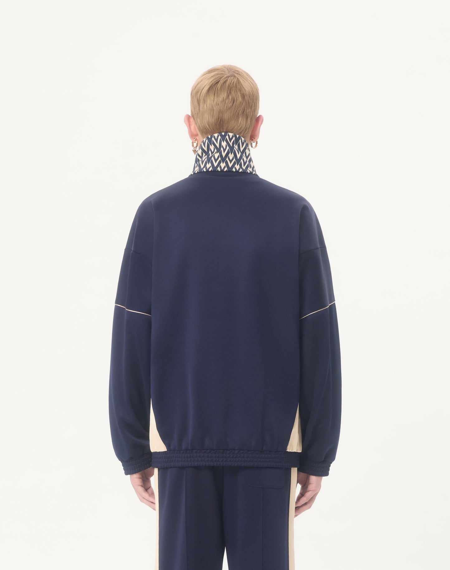 Valentino Acetate Sweatshirt With Zip And Inlaid Toute La V Print
