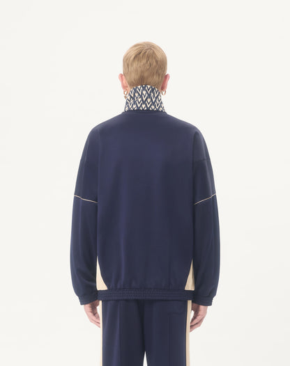 Valentino Acetate Sweatshirt With Zip And Inlaid Toute La V Print