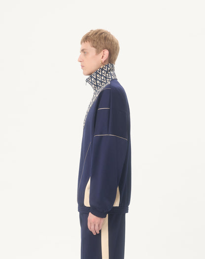 Valentino Acetate Sweatshirt With Zip And Inlaid Toute La V Print