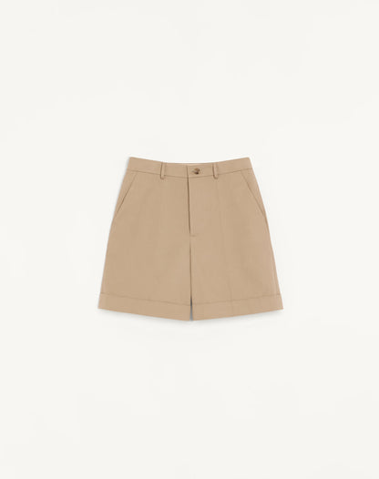 Valentino Cotton Gabardine Bermuda Shorts With Turn-up And Vlogo Embroidery