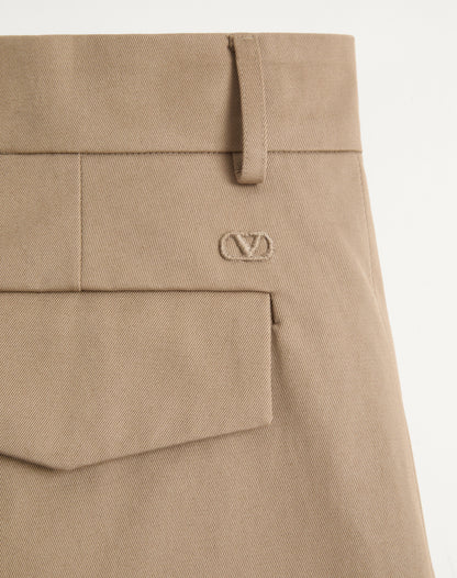 Valentino Cotton Gabardine Bermuda Shorts With Turn-up And Vlogo Embroidery